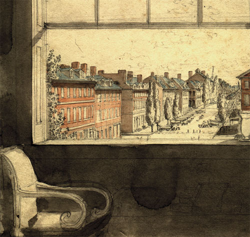 Thomas Jefferson's room in Philadelphia, by C.-A. Lesueur, reproduced from Eyewitness to Utopia
