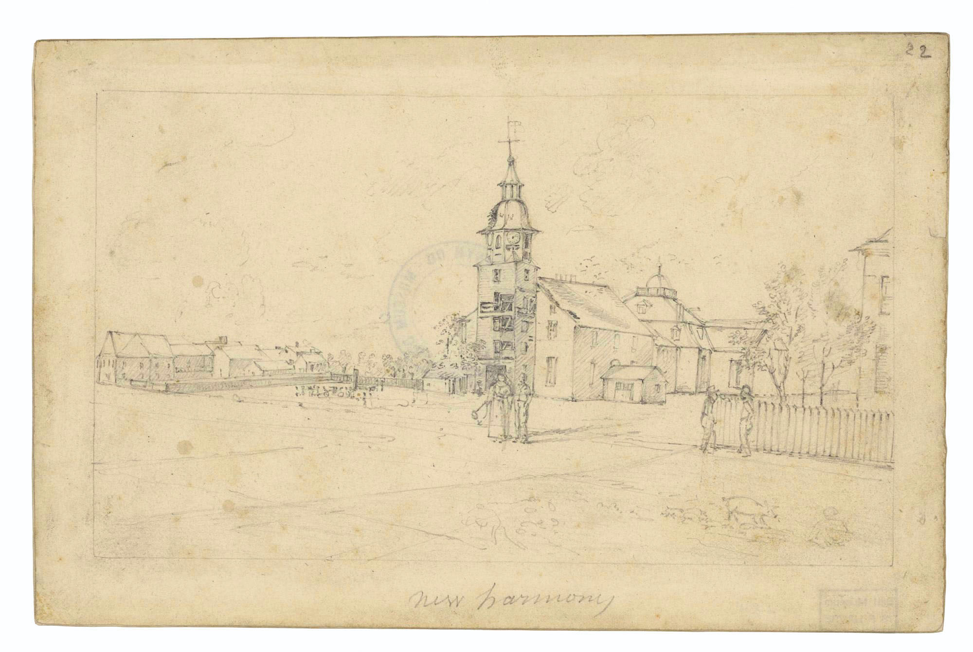 New Harmony, Indiana, by Charles-Alexandre Lesueur